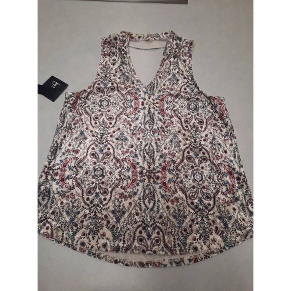 By & By XL Velvet Collared Tank Top Paisley - Picture 6 of 6
